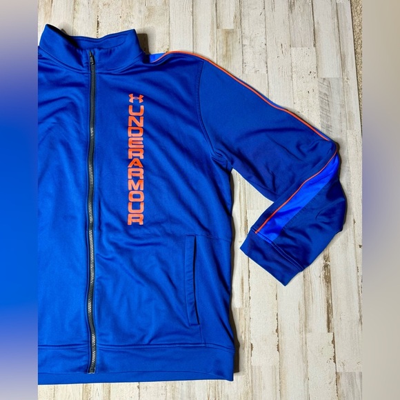 Under Armour Jacket Mens 2XL Full Zip Activewear Mock Neck Blue Long Sleeve - Picture 2 of 13